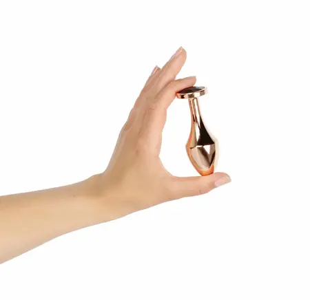 Rosy Gold Nouveau Geometric Anal Plug with Black Crystal Accent