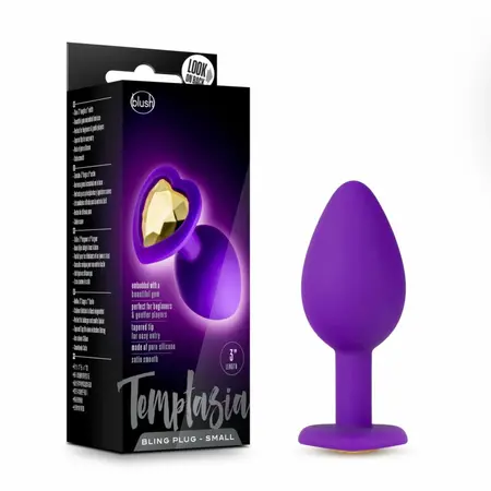 Blush Temptasia Heart-Shaped Silicone Plug Small Purple Gemstone