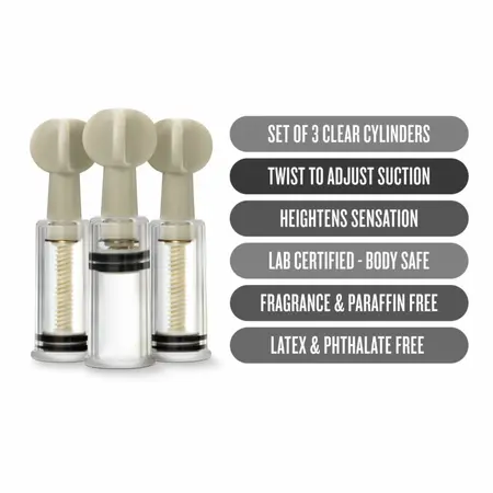 Blush Temptasia Twist Adjustable Suction Set 3pcs Transparent Acrylic