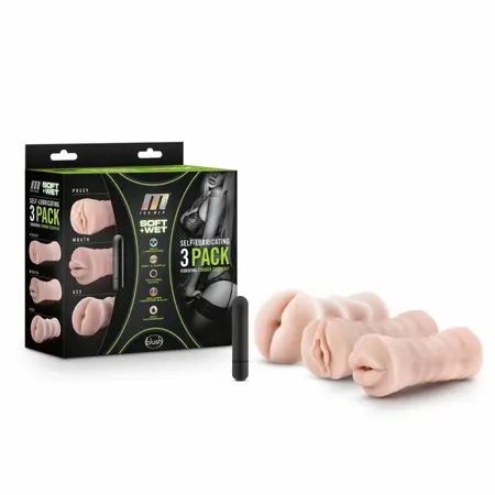 Blush M for Men Soft & Wet 3-Piece Self-Lubricating Intimate Kit with Vibration