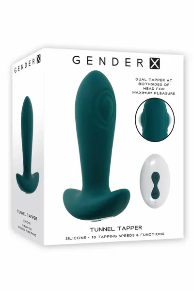Gender X Tunnel Tapper Remote-Controlled Intimate Device, Black, 12.1 cm