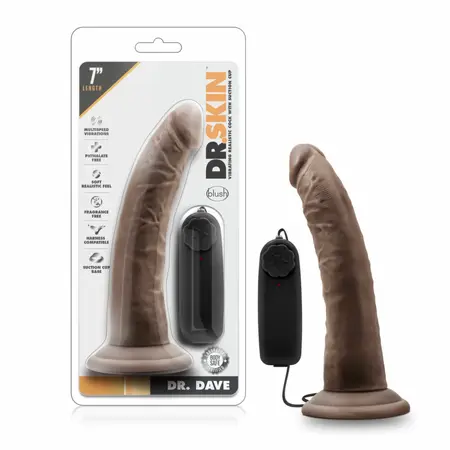 Blush Dr. Skin Dr. Dave Vibrating Model with Suction Base Chocolate 18cm