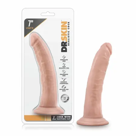 Dr. Skin анатомично PVC дилдо с вендуза, ванилия, 17,8 см