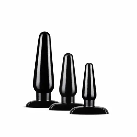 Blush Novelties Anal Adventures Basic Plug Kit Set of 3 - Black, Graduated Sizes