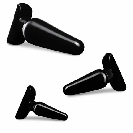 Blush Novelties Anal Adventures Basic Plug Kit Set of 3 - Black, Graduated Sizes