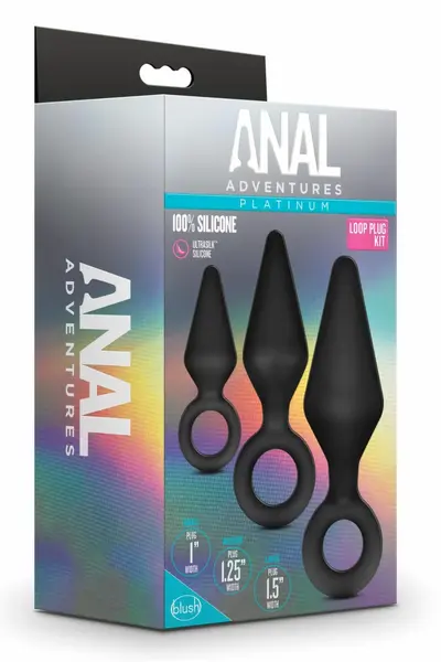 Blush Novelties Anal Adventures Platinum Silicone Plug Set 3 Sizes