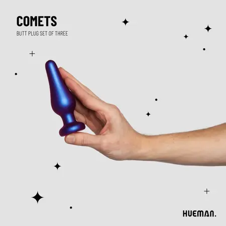 Hueman Comets Silicone Anal Training Plug Set 3 Sizes Black