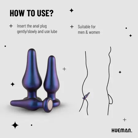 Hueman Comets Silicone Anal Training Plug Set 3 Sizes Black