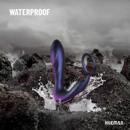 Hueman Black Hole Anal Vibrator & Support Ring, 10 Modes, Silicone