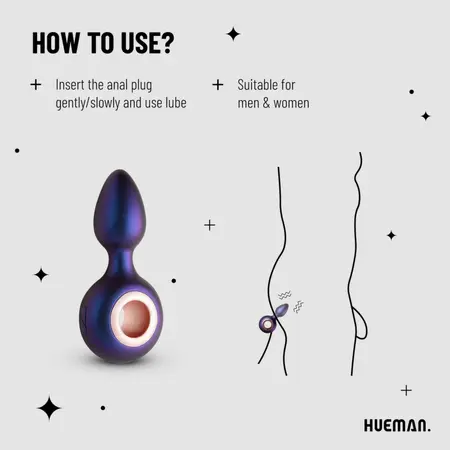 Hueman Deep Space Vibrating Plug Silicone 10 Modes Black