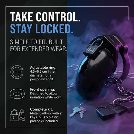 XR Brands Lockdown Secure Anatomic Cage Small with Multi-Size Rings