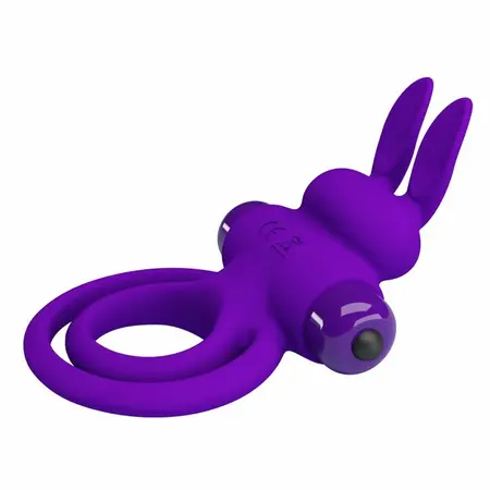 Pretty Love Vibrating Silicone Ring Bunny Design 10 Modes Black
