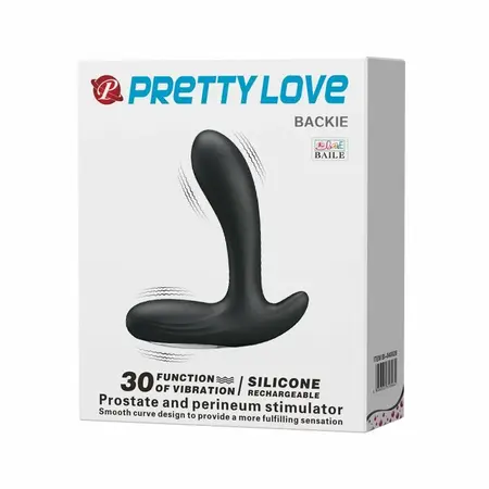 Baile Backie Vibrating Plug 30 Modes Rechargeable Black Silicone