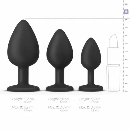 EasyToys Anal Plug Set Flexible Silicone 3 Sizes Black 8719934001787