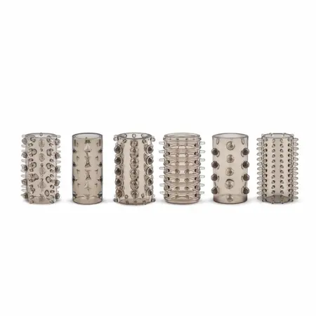 Sinner Gear Set of 6 Textured Silicone Extension Sleeves Transparent