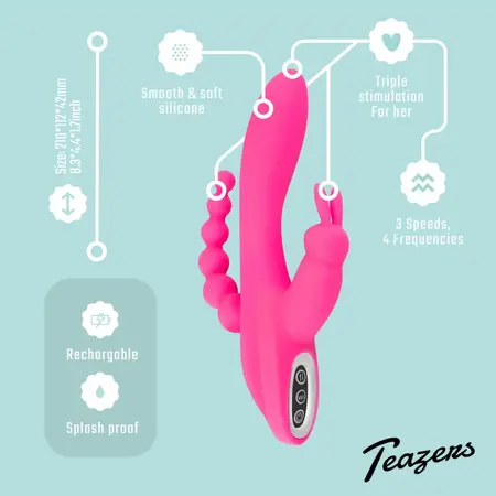 EasyToys Double Rabbit Intimate Massager Waterproof 21cm Pink USB