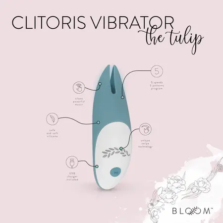 Bloom The Tulip Intimate Massager with Swipe Control, Pink, USB Rechargeable
