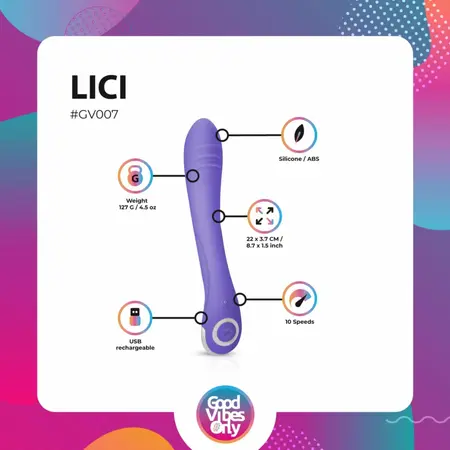 Lici Curved Silicone Intimate Device with 10 Modes, USB, Pink