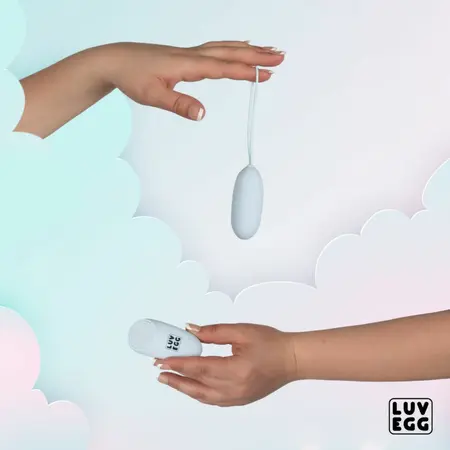 LUV EGG Blue Remote-Controlled Silicone Intimate Egg, 12 Modes, Waterproof