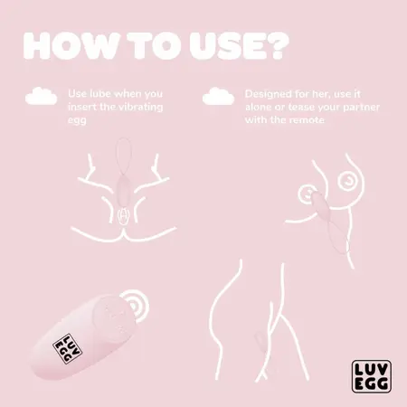 LUV EGG Pink Wireless Silicone Vibration System, 12 Modes, Waterproof