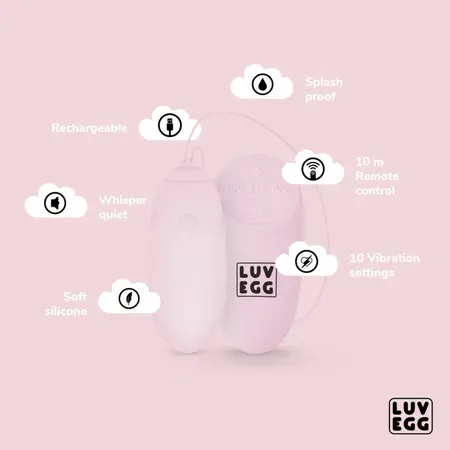 LUV EGG Pink Wireless Silicone Vibration System, 12 Modes, Waterproof