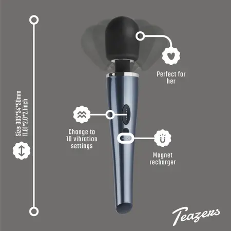Black Lightning Wand by Dream Toys - Powerful Rechargeable Massager