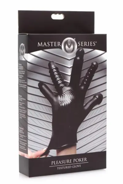 XR Brands Pleasure Poker Multi-Texture Intimate Glove, Black, Universal Size