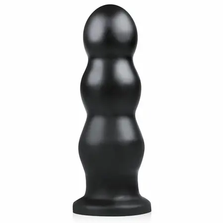 BUTTR Tactical III Large Ribbed Intimate Plug with Flat Suction Base Black
