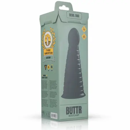 BUTTR Devil Dog Silicone Large Ribbed Anal Plug Black XXL