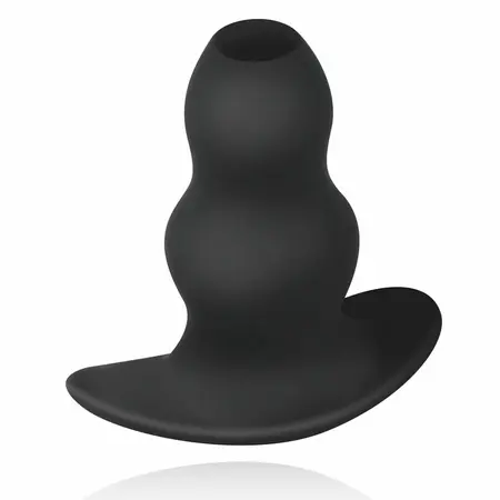 BUTTR Foxhole Silicone Hollow Plug - Large, Anatomical Design, Black