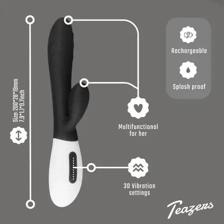 Teazers Rabbit Series Rechargeable Silicone Intimate Device Black