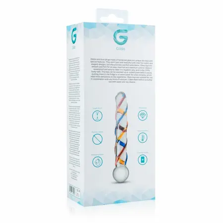 Gildo Glass Intimate Device No. 10 - Transparent with Color Stripes, Medium Size