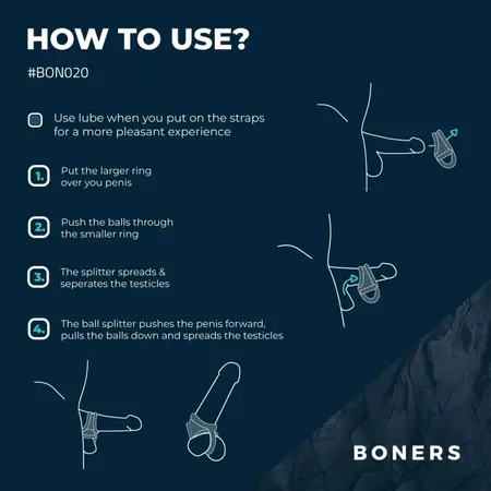 Boners Liquid Silicone Anatomical Ball Separator - Flexible Black