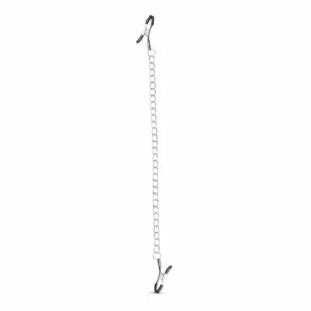 EasyToys Adjustable Metal Nipple Clamps with Chain - Silver Finish