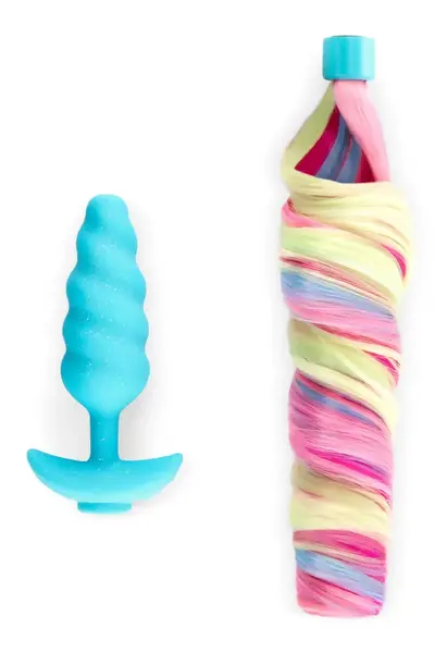 b-Vibe Unicorn Plug Vibrating Model with Removable Rainbow Tail, Medium