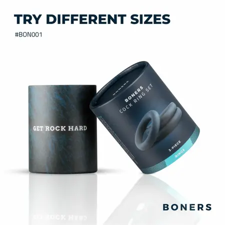 Boners Silicone Ring Set Grey 3 Sizes Flexible Skin-Friendly Material
