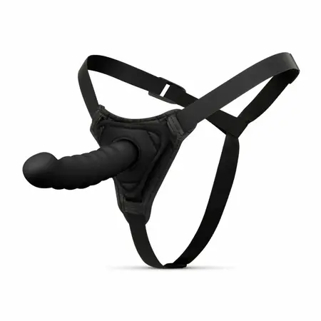 EasyToys Silicone Strap-On System - Adjustable Harness & Curved Model, Black