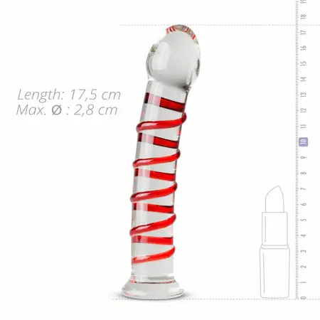Gildo Model 15 Transparent Glass Intimate Device with Ribbed Shaft 20 cm