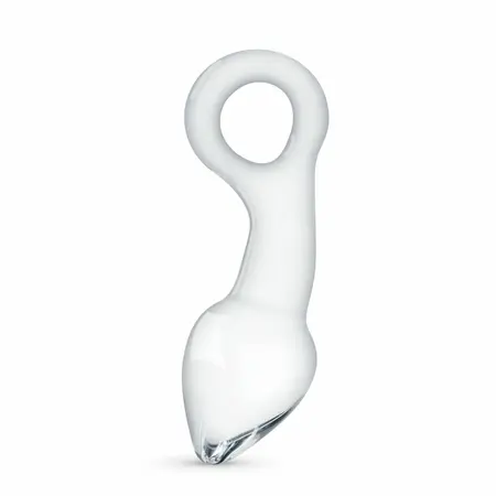 Glas No. 13 Curved Glass Plug with Pull Ring - Transparent, Medium Size