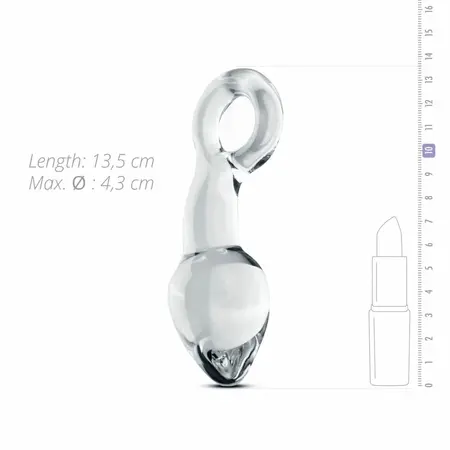 Glas No. 13 Curved Glass Plug with Pull Ring - Transparent, Medium Size