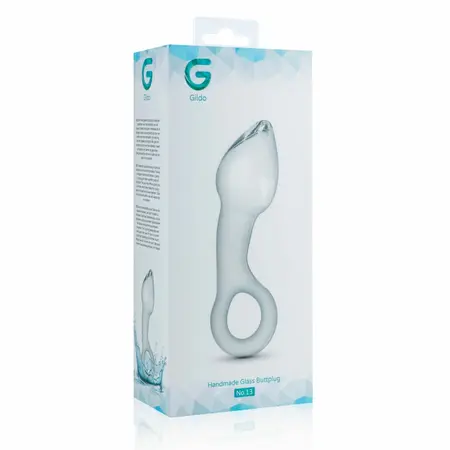 Glas No. 13 Curved Glass Plug with Pull Ring - Transparent, Medium Size