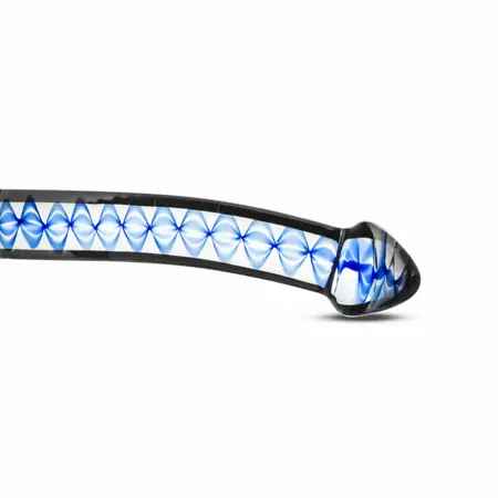 Glas Glass Intimate Model No. 4 - Transparent with Blue Spiral, Flat Base