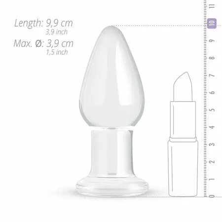 Glas Medium Crystal Clear Glass Intimate Plug - 3.9 cm, Smooth Surface