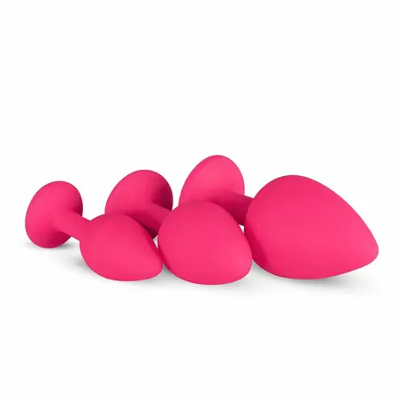 EasyToys Silicone Jewel Plug Set Pink - 3 Sizes, Decorative Base