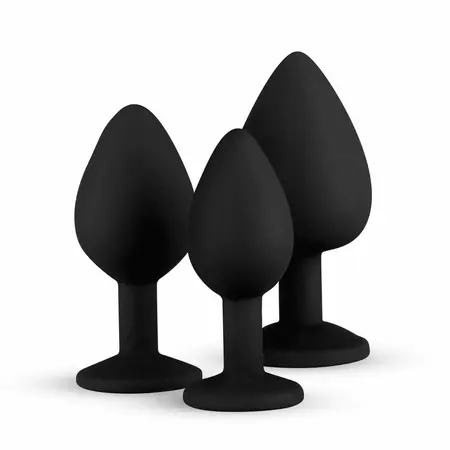 EasyToys Silicone Anal Trainer Set with Decorative Gem Black 3 pcs