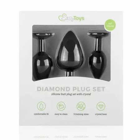EasyToys Silicone Anal Trainer Set with Decorative Gem Black 3 pcs