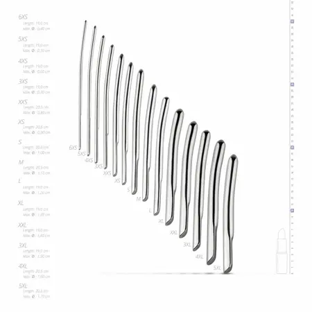 Sinner Gear 14-Piece Stainless Steel Intimate Dilator Set, 0.4-1.7 cm