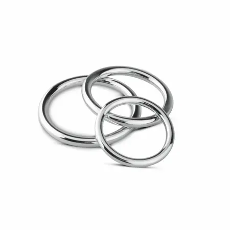 Sinner Gear Steel Intimate Ring Set - 3 Sizes, Silver, Anatomical Design