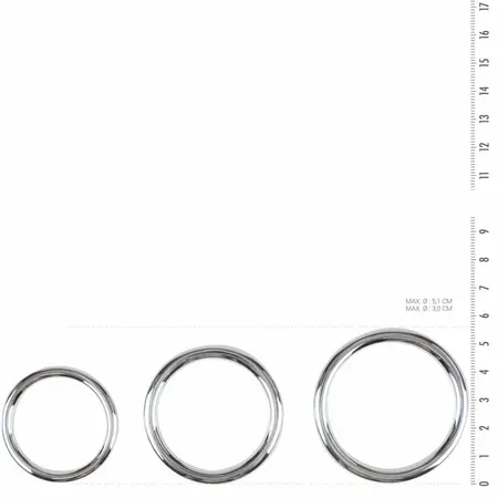 Sinner Gear Steel Intimate Ring Set - 3 Sizes, Silver, Anatomical Design