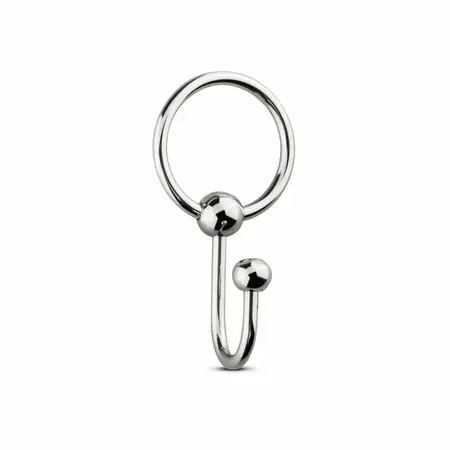Sinner Gear Stainless Steel Glans Ring with Retention Plug, Silver, M